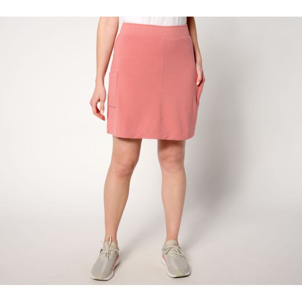 Denim & Co. Women's Plus Sz Skirt 4X Active Soft Blend Knit Cargo Pink A653934